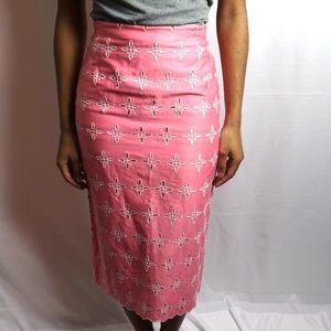 Vintage Pink Mid-Length Skirt w/ Cutout Pattern